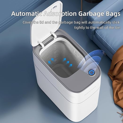 funest 3.5 Gallon Motion Sensor Bathroom Trash Can + 3 Gallon Press-Top Lid Slim Trash Can