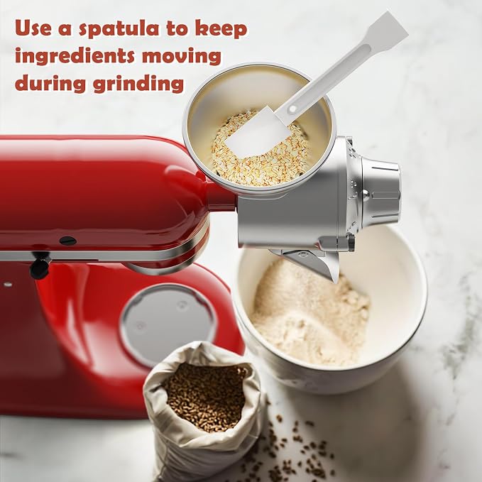 GVODE Grain Mill Attachment for Kitchenaid Stand Mixer, 9 Levels Flour Mill, Grain Mill for Flour, Fit for Non-Oily Dry Grain Corn, Coffee Bean Grinder, Oats, Millet, Wheat