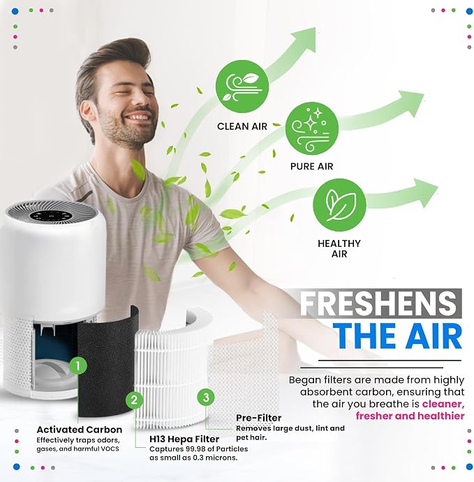 Bagean Core P350 HEPA Pet Replacement Filter for Levoit Air Purifier - Compatible with Levoit P350 replacement filter Core 300 - H13 True HEPA & Carbon Filters 99.98% Particles and Purifies Air (2-Pk)