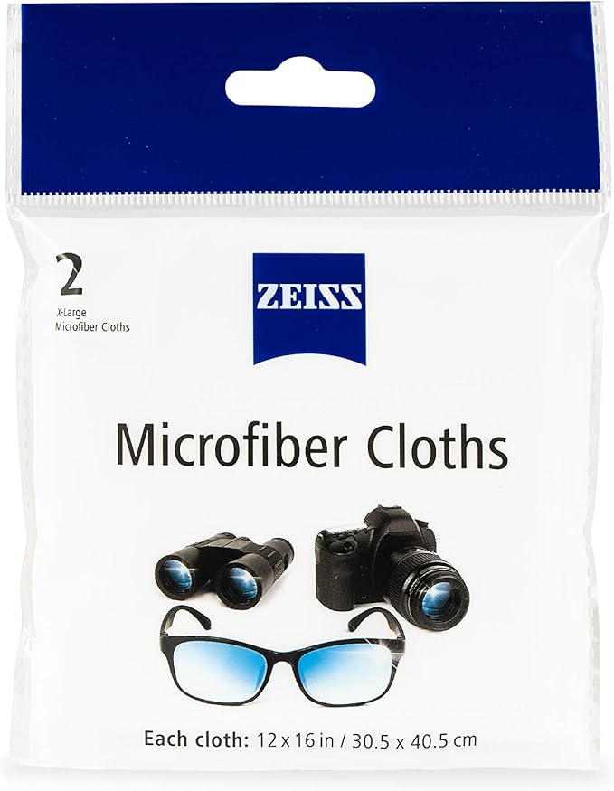ZEISS Pre-Moistened Lens Wipes, 600 Count + Microfiber Lens Cleaning Cloths, Pack of 2 Jumbo Size
