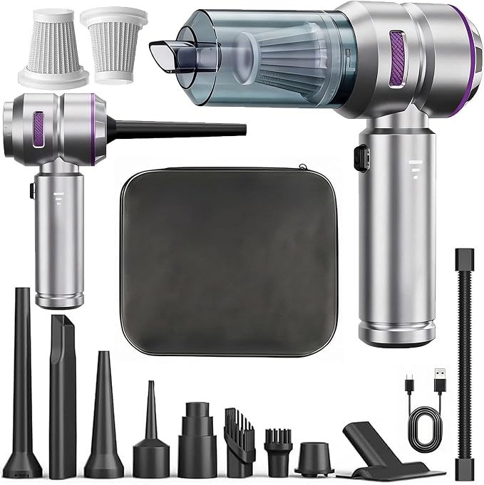 Car Vacuum Portable Cordless, 4-in-1 Handheld Vacuum 22000Pa Super Power with 10 Cleaning Nozzle Tools for Nooks and Crannies