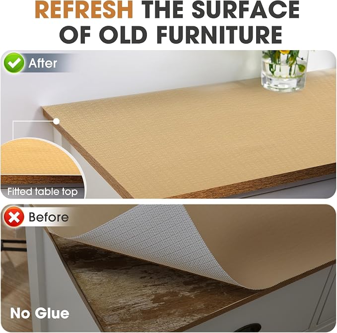 Drawer and Shelf Liner, Non-Slip Kitchen Cabinet Liners Non-Adhesive Thick Strong Grip Waterproof Washable Mats Protect Dresser Shelves Cupboard Bathroom Cabinets, Beige, 12 in X 30 FT