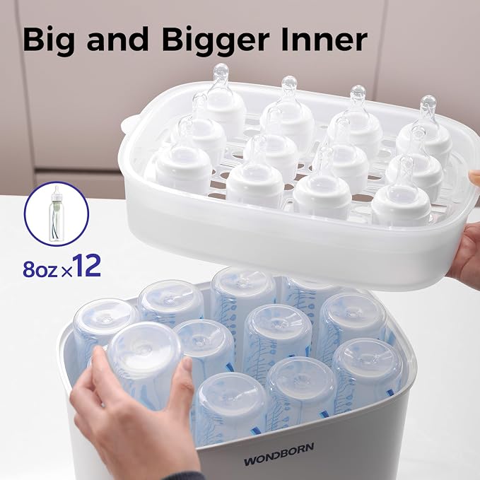 Bottle Sterilizer and Dryer, 99.999% Deep Sterilization, 6-min Rapid Disinfection, Up to 12 Bottles, HEPA Filter, All-in-One for Baby Bottles, Breast Pump Parts & Newborn Essentials