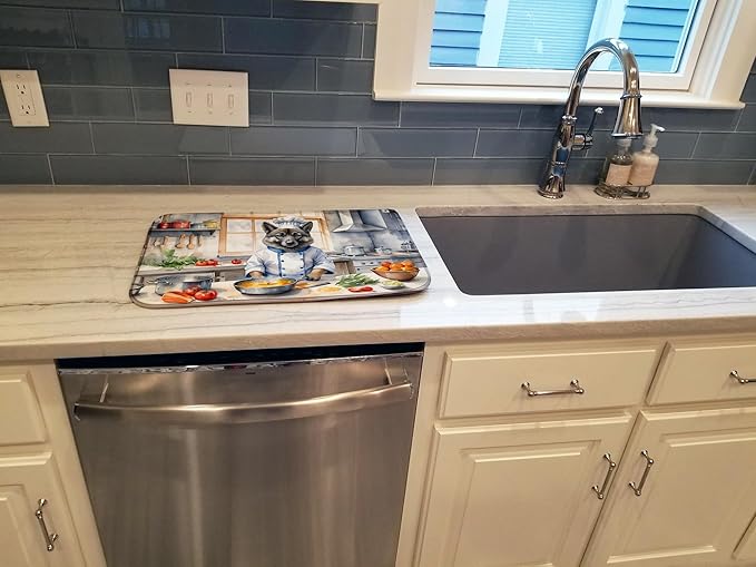 Caroline's Treasures DAC6291DDM Norwegian Elkhound The Chef Dish Drying Mat Absorbent Dish Drying Mat Pad for Kitchen Counter Dish Drainer Mat for Countertop, 14 x 21", Multicolor