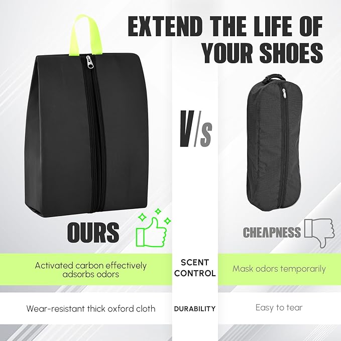 2 Pcs 2 Pack 4 Layer Smell Proof Cleat Bag Fits up to Size 14, Odor & Mud Resistant Cleat Storage, Waterproof, Fits Soccer, Football, Baseball & Golf Shoes (Black)