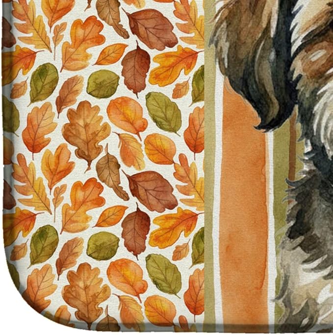 Caroline's Treasures Brindle Shih Tzu Heirloom Fall Dish Drying Mat Absorbent Dish Drying Mat Pad for Kitchen Counter Dish Drainer Mat for Countertop, 14 x 21", Multicolor