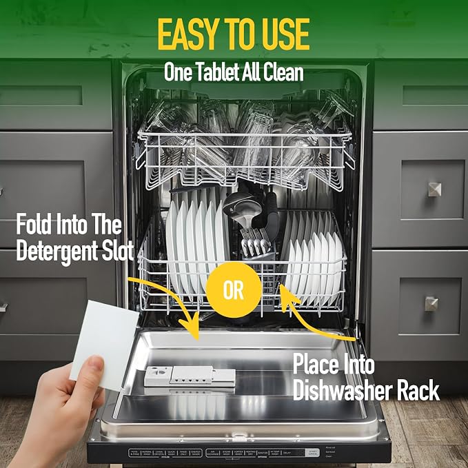 Dishwasher Detergent Sheets 100 Loads, Liquid-Free Dish Soap Strips - Lemon Scented, Plastic Free, Pre-Measured, 3-in-1 Pods Alternative for Sink & Dishwasher, Sparkling Clean Dishes