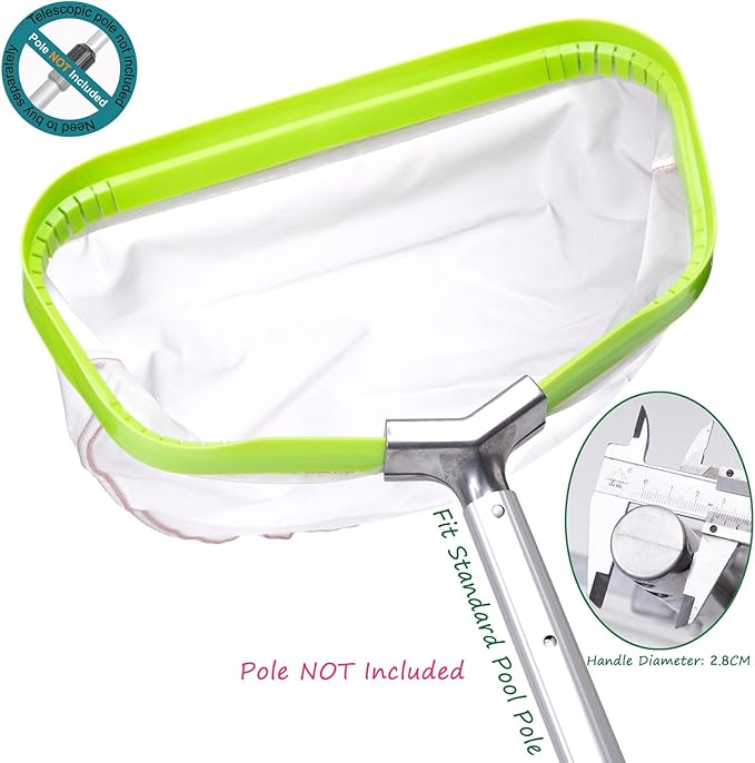 Ultra Fine Mesh Pool Silt Net, Heavy Duty Leaf Rake with Aluminum Frame, Tear Resistance Nylon Basket for Skimming Wet Sand