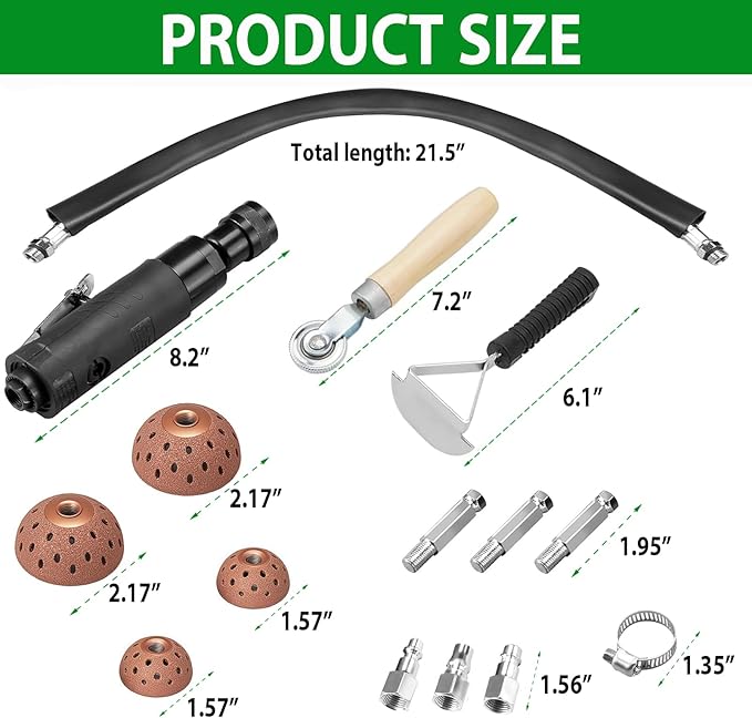 Air Tire Repair Polish Patch Tools, Include 2500rpm Low Speed Air Tire Buffer Tire Inner Liner Scrapper Patch Roller 4Pcs Tungsten Steel Buffing Wheel