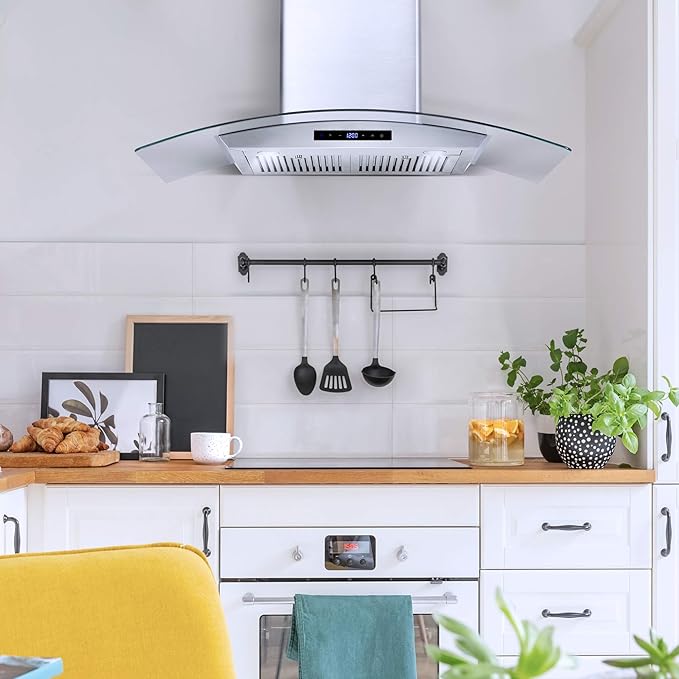 COSMO COS-668AS900 36 in. Vista Collection 380 CFM Ducted Wall Mount Range Hood, Touch Controls, LED Lights, Stainless Steel