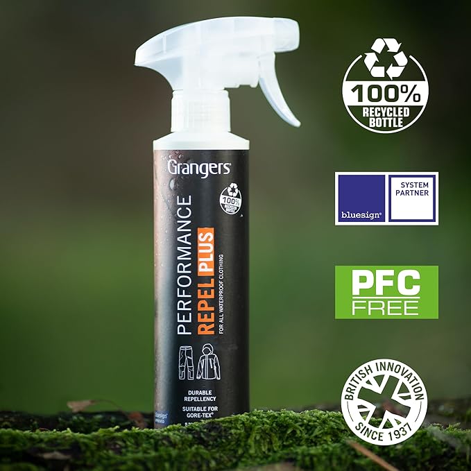 Grangers Performance Repel Plus, 9.3 fl oz| Spray-On Waterproofing Treatment for Gore-Tex, eVent & Technical Outdoor Apparel | Restore DWR Water Repellency on Jackets, Gear & Fabrics | PFC-Free