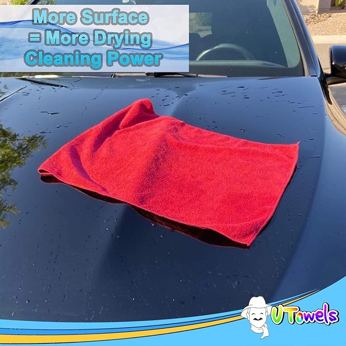 Cleaning Wash-Cloth Towels - Large 27" x 16" Microfiber Rags - Highly Absorbent, Lint Free Streak Free for House, Kitchen, Car, Window Detailing Reusable Shop Towels (6-Pack, Royal Blue)