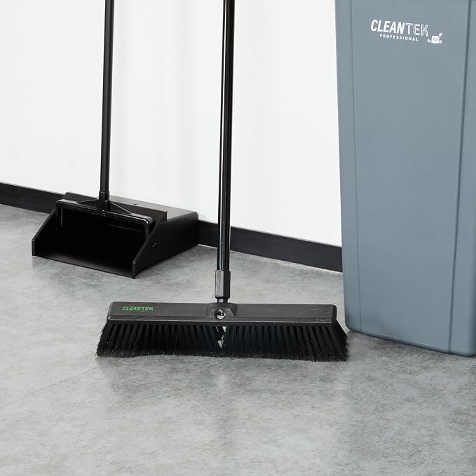 Restaurantware-BROOM HEAD ONLY: Clean Tek Professional 17.13-Inch Push Broom Head, 1 Heavy-Duty Cleaning Tool - Handle Sold Separately, Fine Flagged Bristles, Black Plastic, Outdoor Use