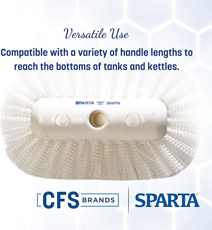 SPARTA Tank and Kettle Scrub Brush Head Heavy-Duty Tile Brush, Handle Compatible (Sold Separately) for Optimal Access in Spacious Containers, Nylon Bristle, 9.5 x 5.5 x 4 Inches, White, (Pack of 12)