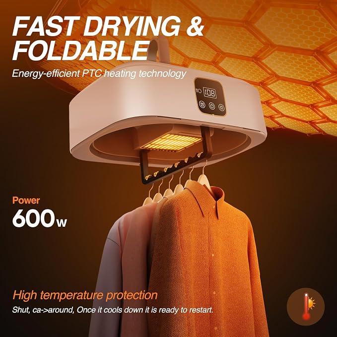 Portable Clothes Dryer, Mini Dryers for Laundry, Small Foldable Electric Compact Drying Machine for Travel,RV, Home and Apartment, with Remote Control and Dry Bag
