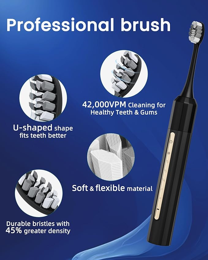 Water Flosser and Electric Toothbrush Combo,2-1 Oral Clean Kit, 5-Speed Sonic Electric Toothbrush & 4-Speed Portable Water Flosser to Clean Teeth and Protect Gum Health, IPX7 (White-Set)