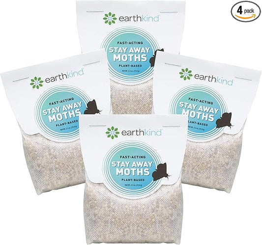 EarthKind Stay Away Moths - Moth Deterrent for Closet, Pantry & More - DIY Pest Control Pouches for Moths - with Cedarwood Oil & Geranium Oil - 4-Pack