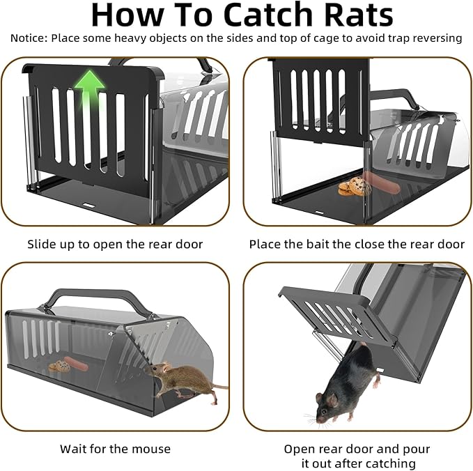 2026 Upgraded Humane Rat Trap, Live Animal Trap Outdoor & Indoor Use, Reusable Automatic Continuous Mouse Traps Cage Small Rodent Trap for Mice, Rats, Chipmunks, Voles, Easy Catch & Release