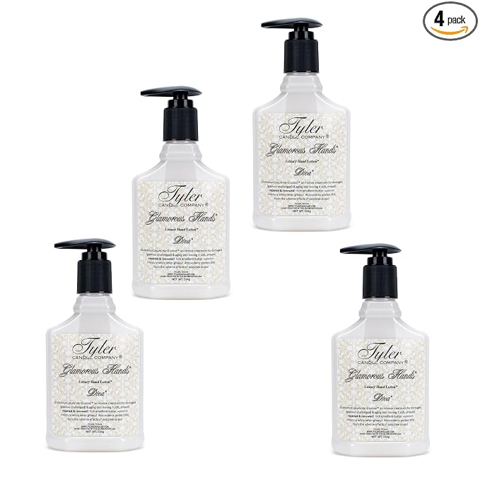 Tyler Glamorous Luxury 8 ounce Hand Lotion Pack of 4, Diva