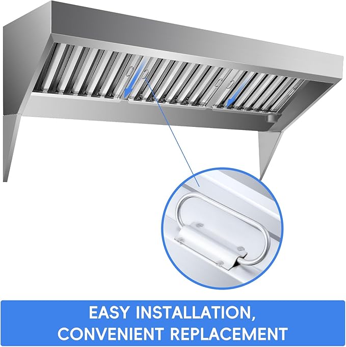 GAOMON Hood Filter 19.5W x 19.5H Inch, 5 Grooves Commercial Kitchen Range Hood Filter, 430 Stainless Steel, For Grease Rated Commercial Kitchen Exhaust Hoods, 6-Pack