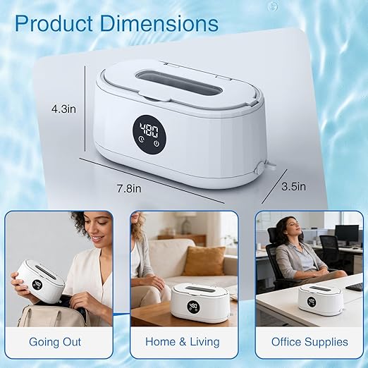 Ultrasonic Jewelry Sunglasses Cleaner Machine with Digital Timer, 5 Time Cleaning Modes, 50 Khz Sonic Jewelry Cleaner for All Jewelry Ring Eyeglass Etc, White