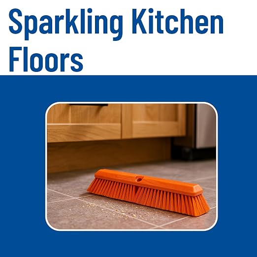 SPARTA 41891EC24 Omni Sweep Plastic Push Broom Head, Heavy Duty, Industrial Broom with Color Code System for Outdoor, Indoor, Concrete, Patio, Kitchen, Bathroom, 24 Inches, Orange, (Pack of 12)