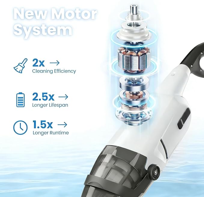 Handheld Pool Vacuum Cleaner, Updated Cordless Pool Cleaner with Powerful Suction, 15 GPM, Great for Dirt Sand Debris for Hot Tub Spa Floor Pool (Gray)