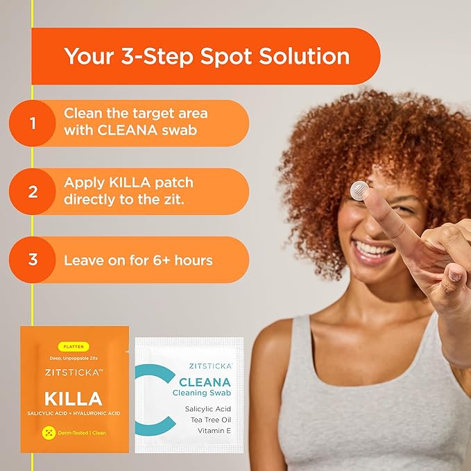ZitSticka Killa Microdart Pimple Patches for Face - Most Potent Pimple Patch with Fast-Acting Microdarts - For Deep, Early-Stage Zits with Salicylic Acid - Regular 20 Count with Cleaning Swab