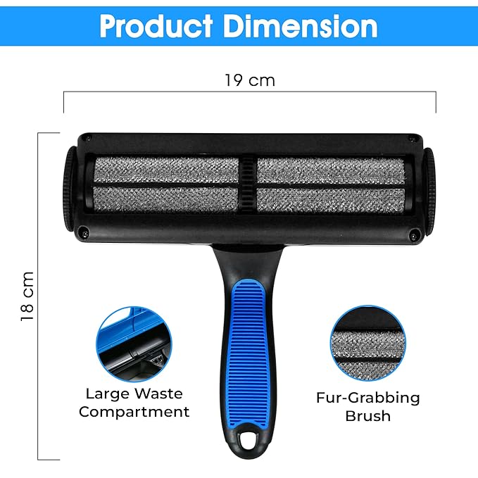 Pet-Pristine Pet Hair Remover Roller and Mini Detailer Combo Pack - Effortless Cats and Dogs Reusable Hair Removal for Couches, Beds, Carpets, Furniture