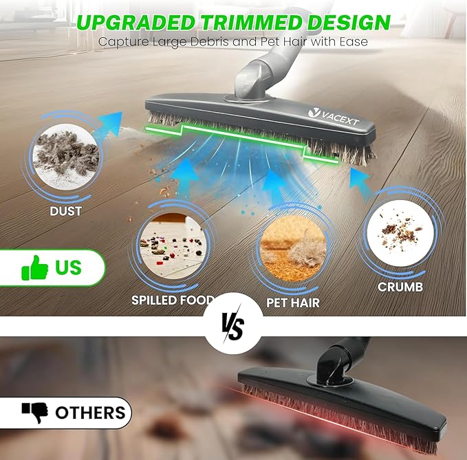 1.25 Inch Stainless Steel Vacuum Extension Wand Compatible with Vacuums using 1 1/4 Inch (1.25in) 32mm Accessories - 1 1/4 Vacuum Extension Tube for Shop Vac (Extension Wand and Hard Floor Brush)