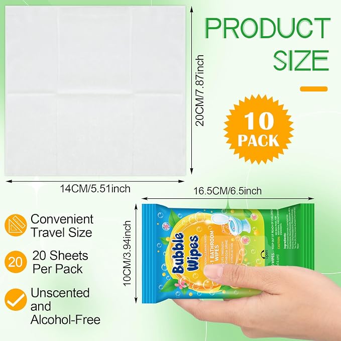 10-pack Bathroom Cleaning Wipes 100/200 Count 2-in-1 Citrus Scent Wipes Cleaner for Bathroom Toilet, Sink, Tile & Shower -Reusable Sealable Pouch, No Scrubbing Needed