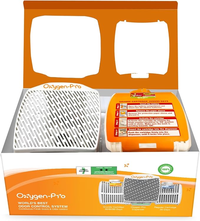 Oxygen-Pro - Starter Kit - Commercial Air Freshener and Deodorizer, Wall Mounted, Odor Eliminator, and Fragrancing System (Strong Kit) 120 Day Supply