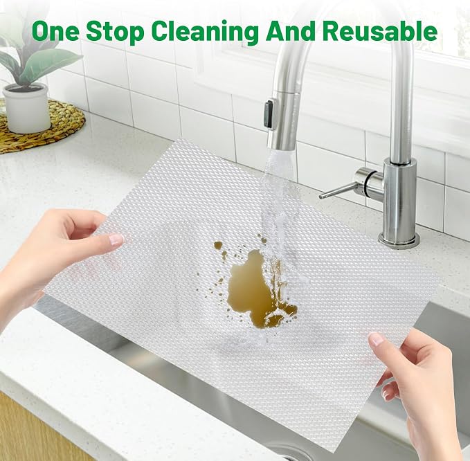 Non-Adhesive Shelf Kitchen Drawer Liners 12 in x 33 FT, Washable Oil-Proof Pantry Liner for Shelves Cabinet Dresser Cupboard, Non-Slip Thickened EVA Mats for Refrigerator Countertop