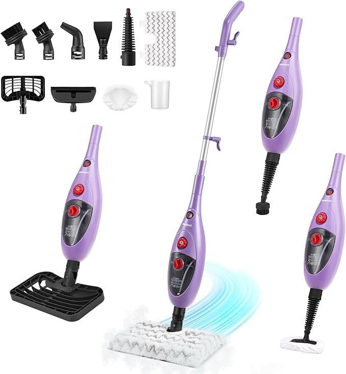 Steam Mop Cleaner with Detachable Handheld Steamer, 13.5 oz Tank, 20FT Cord, Fast Heat-Up, 10-in-1 Multi-Surface Cleaning for Floors, Tiles & Grout