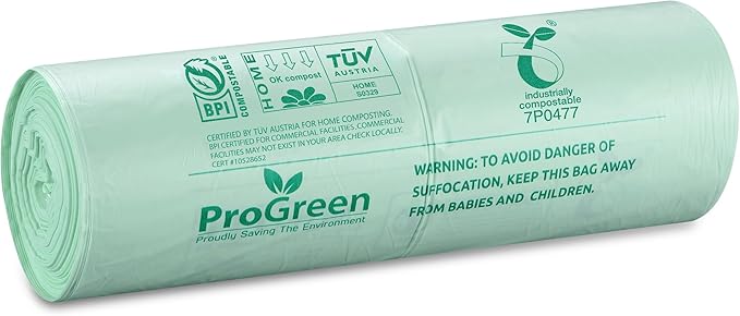 Compostable Trash Bags 3 Gallon, Extra Thick 0.71 Mil, 100 Count, Small Kitchen Compost Bin Bags, Food Scraps Yard Waste Bags, Compost ASTM D6400 BPI and TÜV AUSTRIA Certified