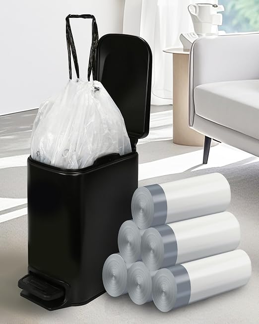 ELPHECO 2.5 Gallon + 4 Gallon Bathroom Trash Can with 120 Counts Trash Bags