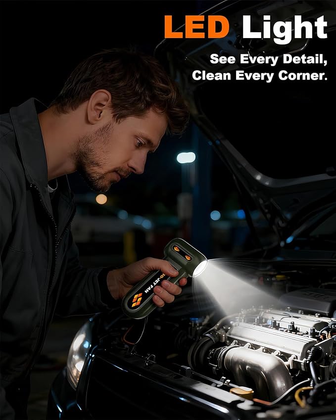 Super Powerful Compressed Air Duster, Rechargeable Duster Blower with LED Light, 4-Gear Adjustable 150000RPM Brushless Motor, Mini Blower for Computer, Keyboard, Outdoor, House and Car (Green)