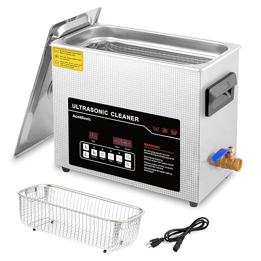 Ultrasonic Cleaner 6L Dual-Frequency Professional Digital Stainless Steel Cleaning Machine with Heater Timer for Denture, Coins, Small Metal Parts, Circuit Board, Lab Tools, etc