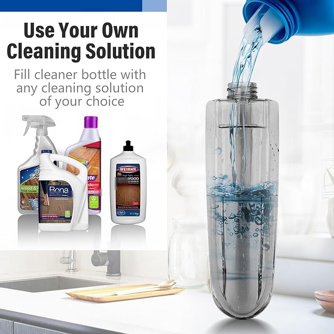 Spray Mop for Floor Cleaning, 2 Pack with Refillable Bottles & Pads | Blue combo, refillable 14 oz bottles, 6 washable microfiber pads, wet/dry use for hardwood, tile, laminate, home & commercial