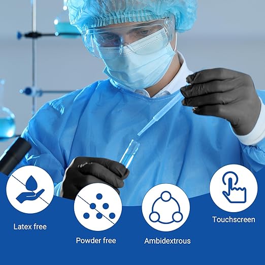 JMU Black Nitrile Exam Gloves XS, 4000 Count, 3.5Mil Disposable Gloves Latex Free Powder Free