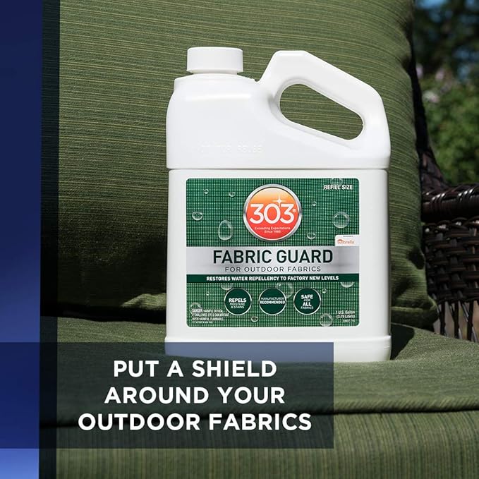 303 Products Fabric Guard, Water Repellent Spray for Outdoor Fabrics – Protects Upholstery, Cushions & Canvas, Stain Protection, Sunbrella Recommended, 1 Gallon