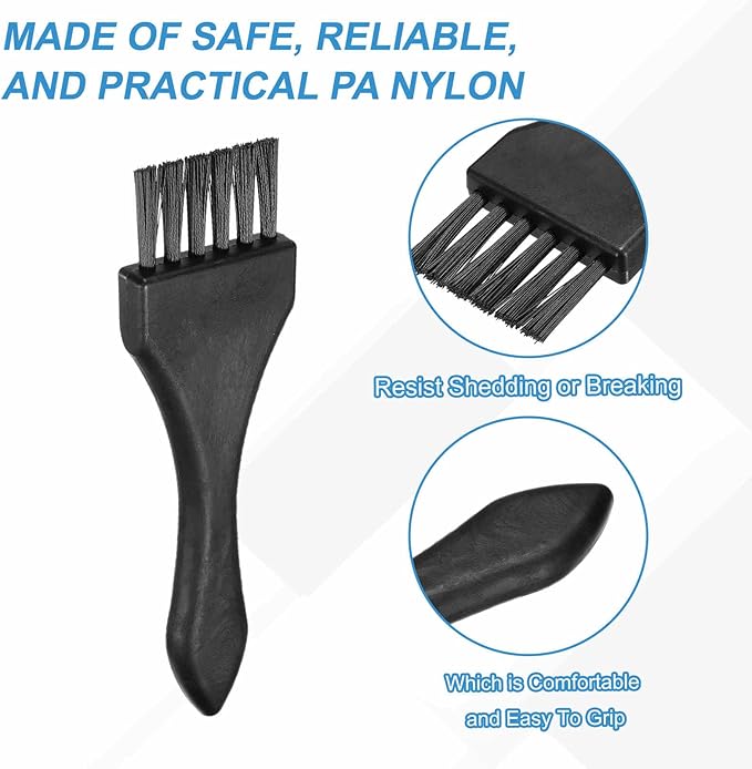 HARFINGTON 6pcs Antistatic Brush 25x39mm Portable PP Handle Nylon Anti Static Cleaning ESD Brushes for Electronics Computer Keyboard, Black