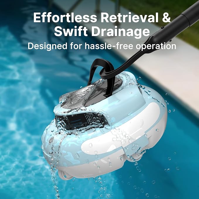 AquaGuard SE III Cordless Robotic Pool Cleaner Pool Vacuum Self-Parking for Pool up to 1000 Sq.Ft Above Ground Pool Vacuum, Dual 30W Motors, 100min Runtime,Ideal for Above-Ground Pools (Blue)
