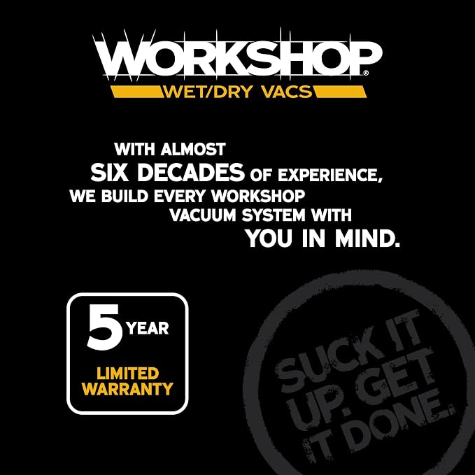 WORKSHOP Wet/Dry Vacs WS0301VA 3-Gallon 3.5 Peak HP Wet Dry Vacuum Cleaner | Portable Shop Vacuum with Built-in Dust Pan, Filter, Dust Bag, Expandable Hose, and Attachments for Home and Car Cleaning