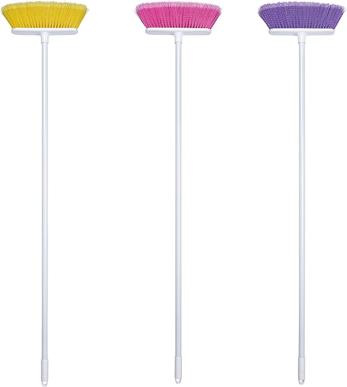 The Original Soft Sweep Magnetic Action Broom Assorted Colors with White Metal Handles (2 Brooms)
