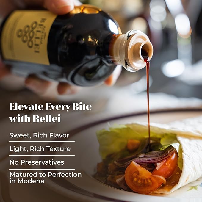 Acetaia Bellei Aged Balsamic Vinegar of Modena - Italian Aceto Balsamico di Modena IGP Certified, Product from Italy, Sweet & Sour, Perfect for Seafood, Salads, Fruit, and Cheese, Precious Yellow 1.24 - 250ml