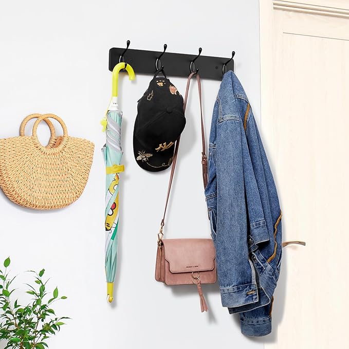 OUTNILI Broom Holder and Coat Rack Wall Mount Bundle