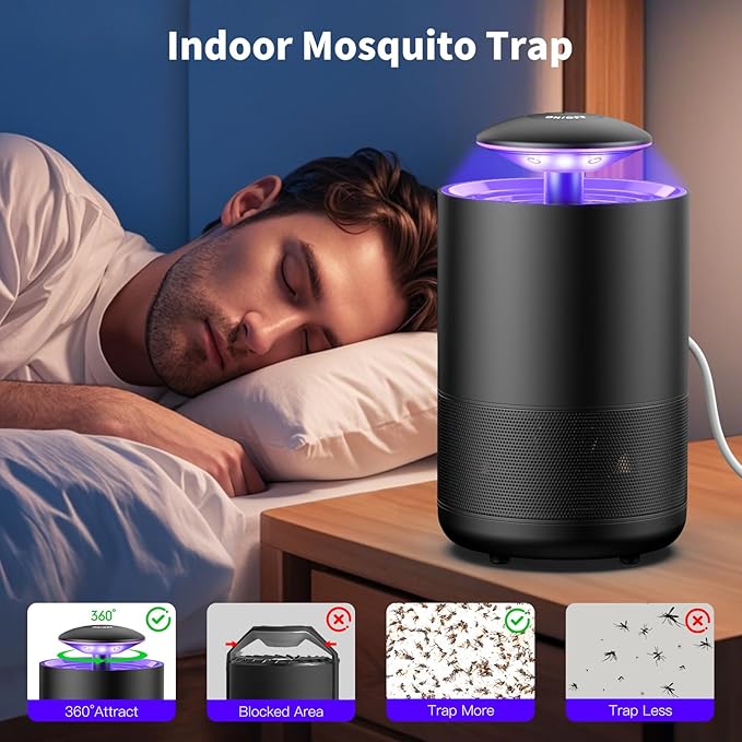 Fly Trap Indoor Mosquito Flying Insect Trap Automatic Electric Fly Catcher Fan Powered Gnat Catcher with 3 Sticky Boards, for Kitchen, Living Room, Dining Room, Yard, Picnic or Camping (Small)