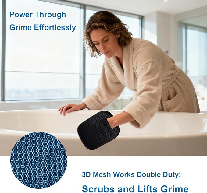 Reusable Cleaning Gloves for Bathtub, Hot Tub,Sink & Shower Surface Cleaner (2 Pack) – Spa Scum Remover & Cleaning Tools, Absorbs Oils & Grime Accessories Deep Cleaning