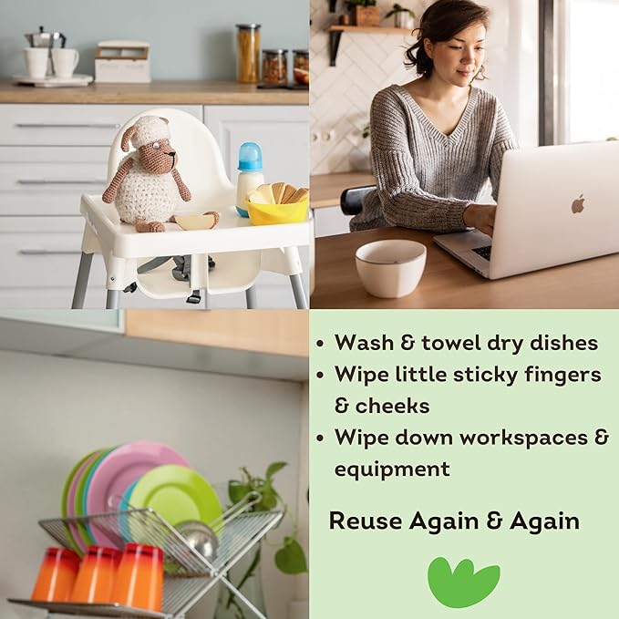 Swedish Dish Cloths Compostable Sponge Cloth 12 Pack | Solid Assorted Happy Colours | Reusable Cleaning Hand Towel Bulk Buy | for Kitchen, Counters & Washing Dishes | Eco-Friendly Cellulose Cotton